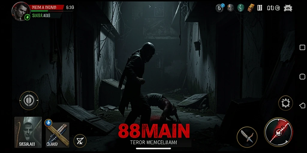 Gambaran gameplay mencekam dalam 88MAIN yang penuh kengerian.