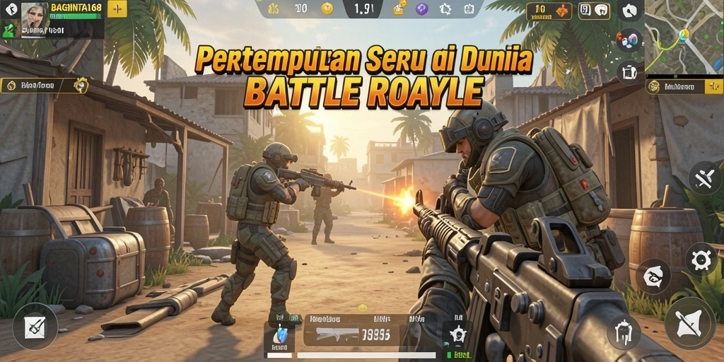Gameplay seru dengan aksi menegangkan di medan tempur Battle Royale.