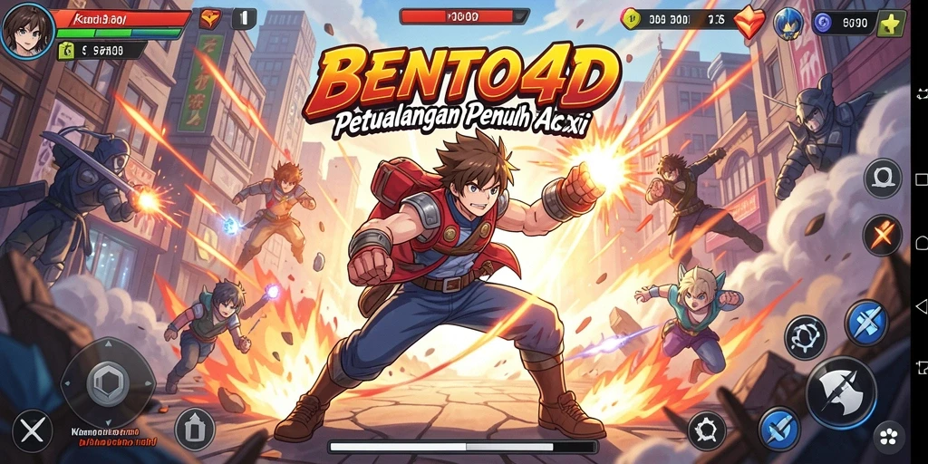 Tampilan gameplay menakjubkan dari BENTO4D dengan karakter-karakter Anime yang dinamis.