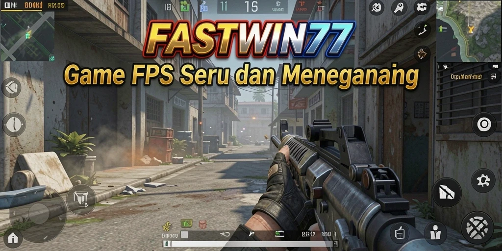 Screenshot utama FASTWIN77 menampilkan aksi tembak-menembak seru dalam game FPS.