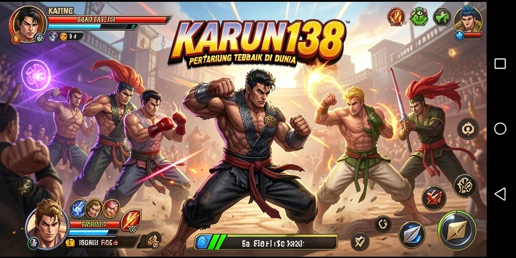 Tampilan gameplay menegangkan dari pertarungan epik dalam KARUN138.